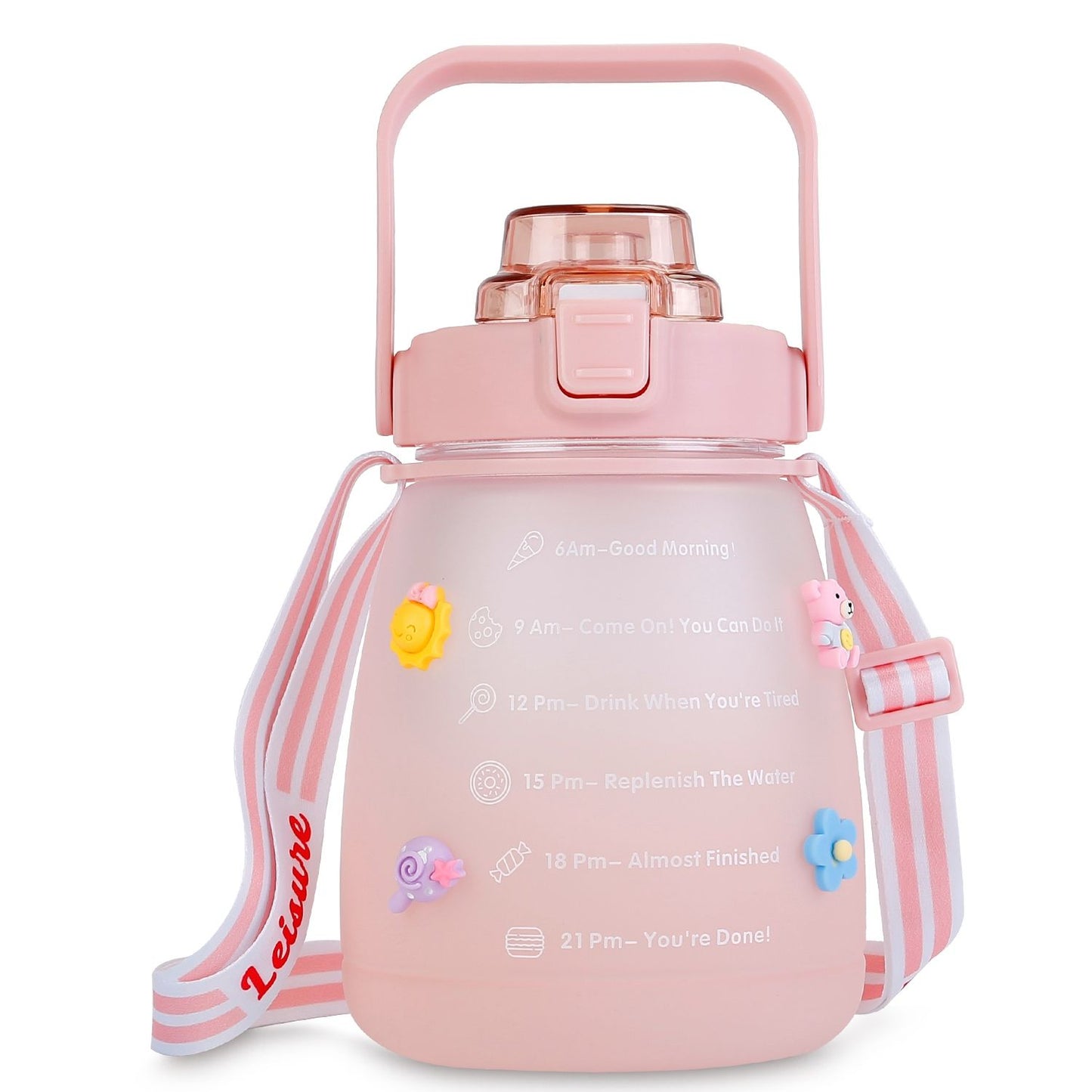 Kawaii Water Bottle with Straw 37.2oz Large Capacity Portable Sports Bottle