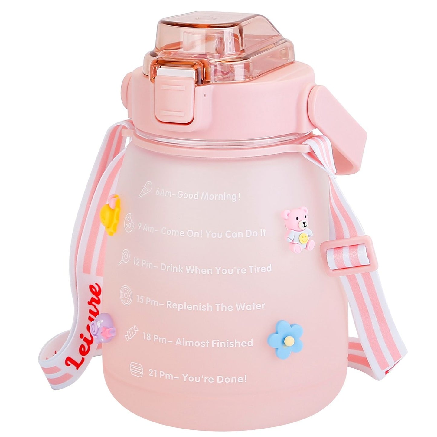 Kawaii Water Bottle with Straw 37.2oz Large Capacity Portable Sports Bottle